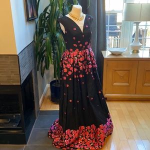 Carmen Marc Valvo Infusion Brocade Dress